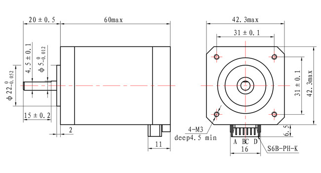 2.5A 1.1N.M NEMA 17 Stepper Motor 4 Lead For DIY CNC 3D Printer