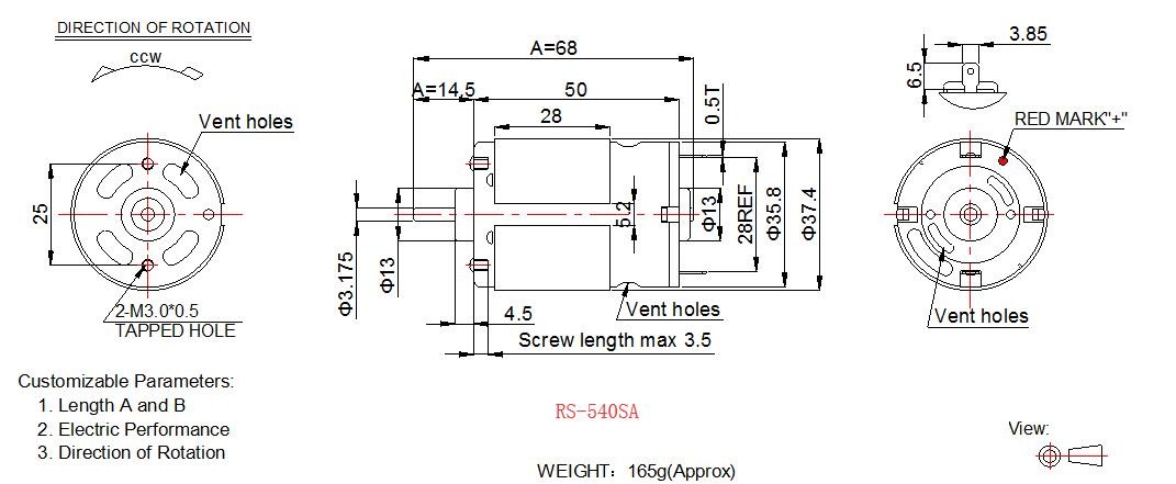 High Torque Automobile DC Motor 12v 24v RS 540 545 For Precious Instruments