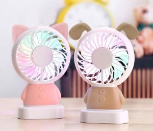 China LED handy chargeable mini electric fan, cute cartoon handy mini stand electric fan, portable mini stand electric fan wholesale