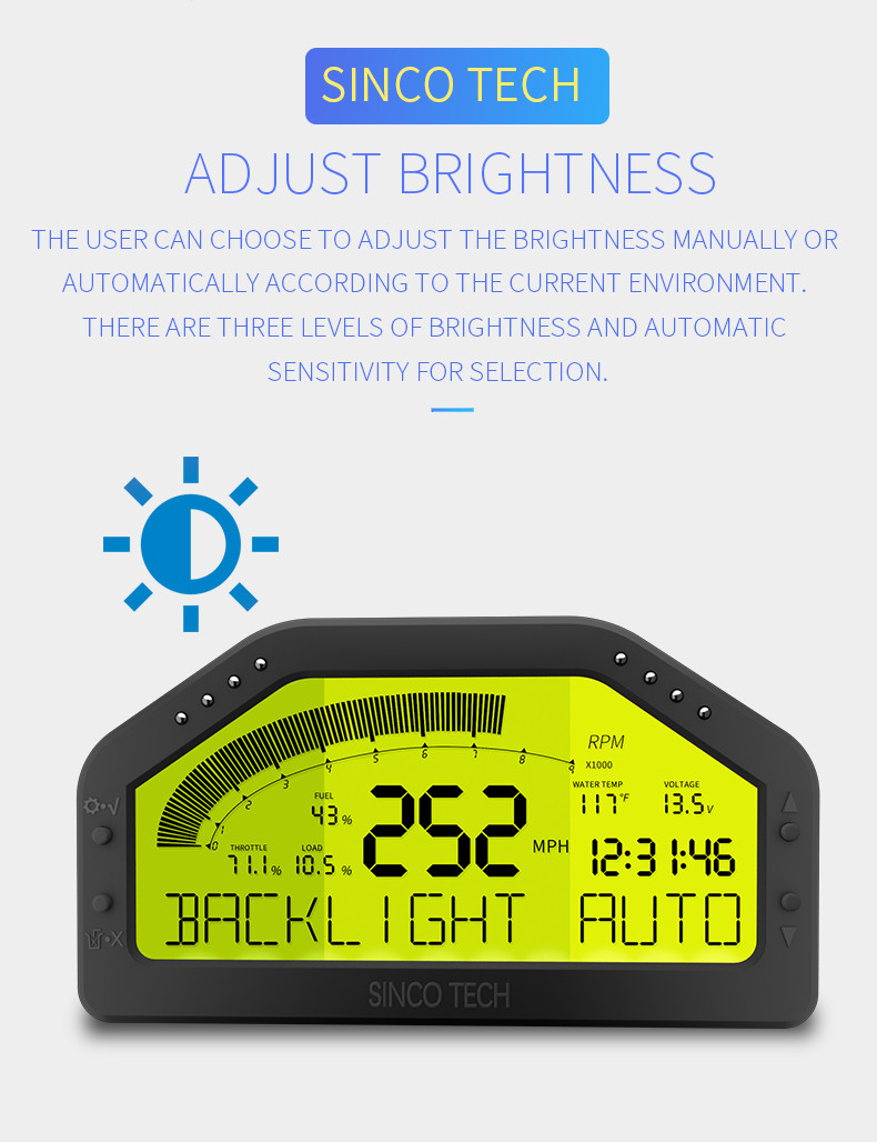 DO903 Race Car Dashboard 6.5" Digital LCD Display Combination Dashboard