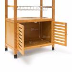 Bamboo Wooden Shoe Rack Cabinet No Wall Mount Non - Flammable With Wheels
