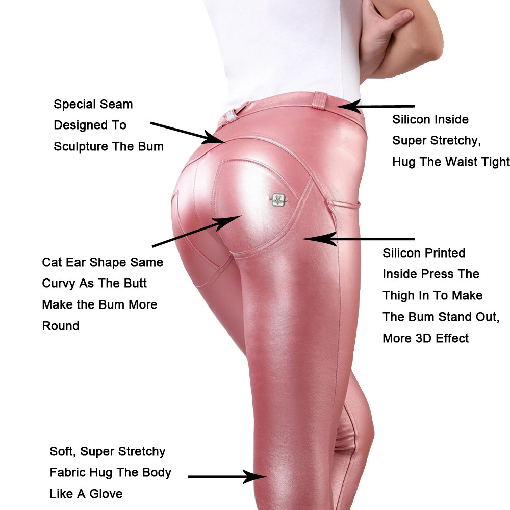 PU Leather Elastic Booty Lifting Pants Push Up Gym Leggingss