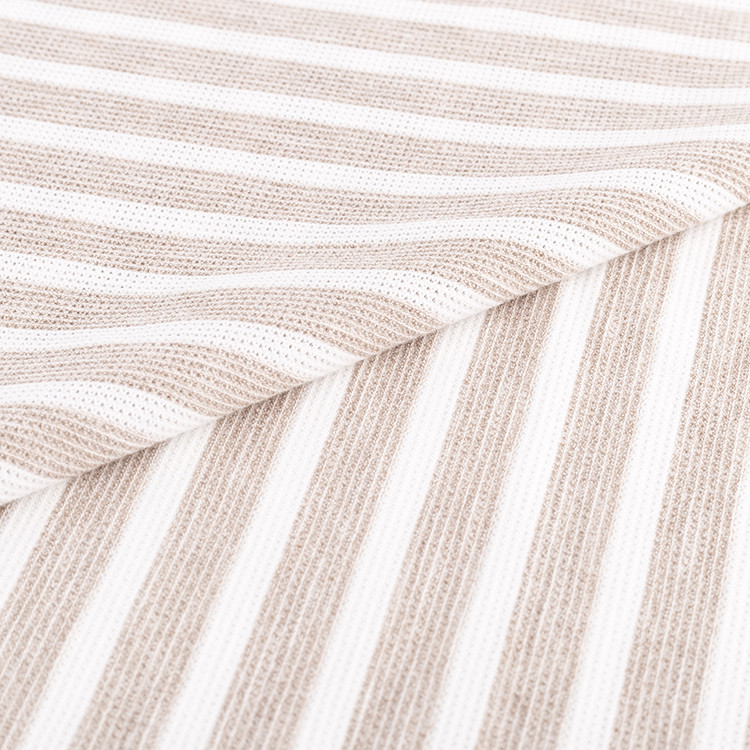 T-Shirt Textured Stripe Fabric , Cotton 160gsm Yarn Dyed Stripe Fabric