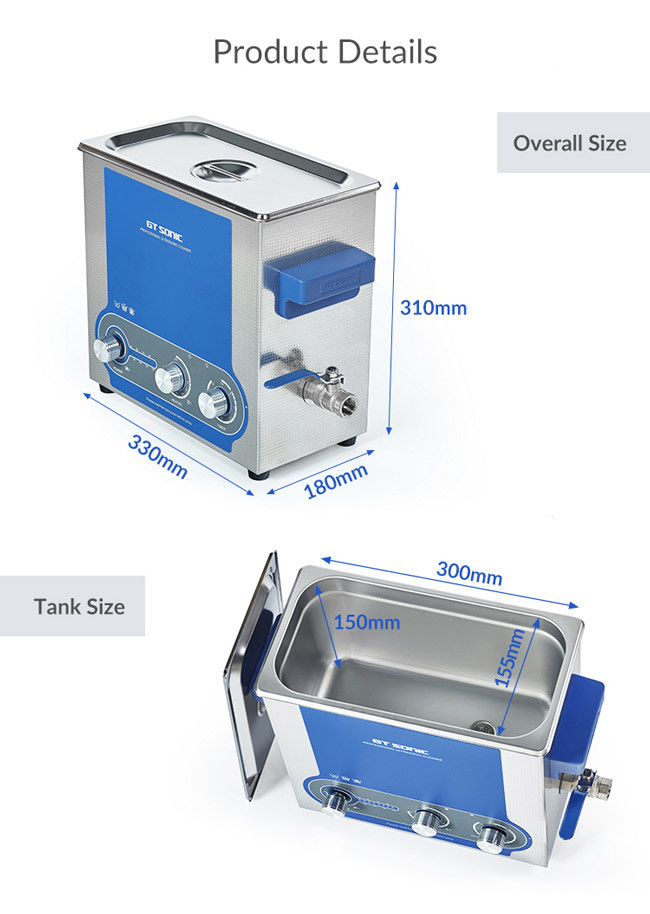 6L Manual Ultrasonic Cleaner 45-150W Adjustable Power For Dental Industry