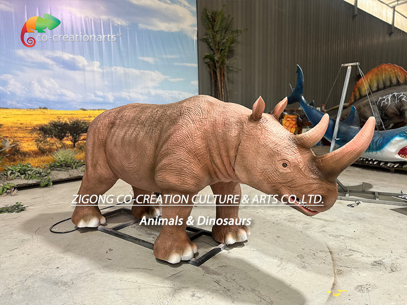 Animatronic Animals Simulation Rhino For Amusement Park Decoration