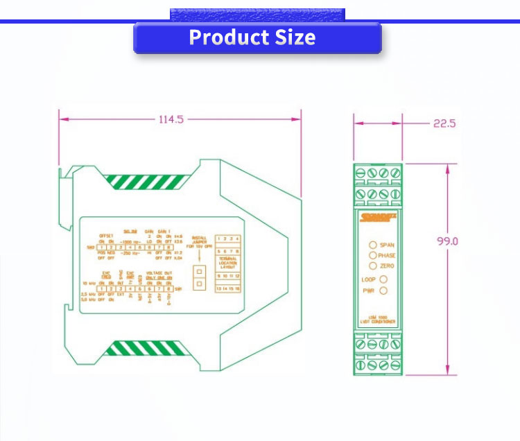 MEAS LDM-1000Y Spot LVDT RVDT 4/5/6 Wire Connection Displacement Sensor Signal Regulator