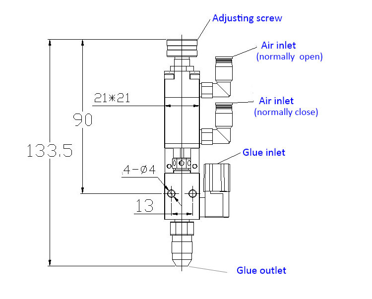 Blue Durable Fluid Dispensing Valves Glue Potting Machine Spare Parts