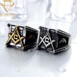 Stainless Steel Antique Men'S Masonic Ring