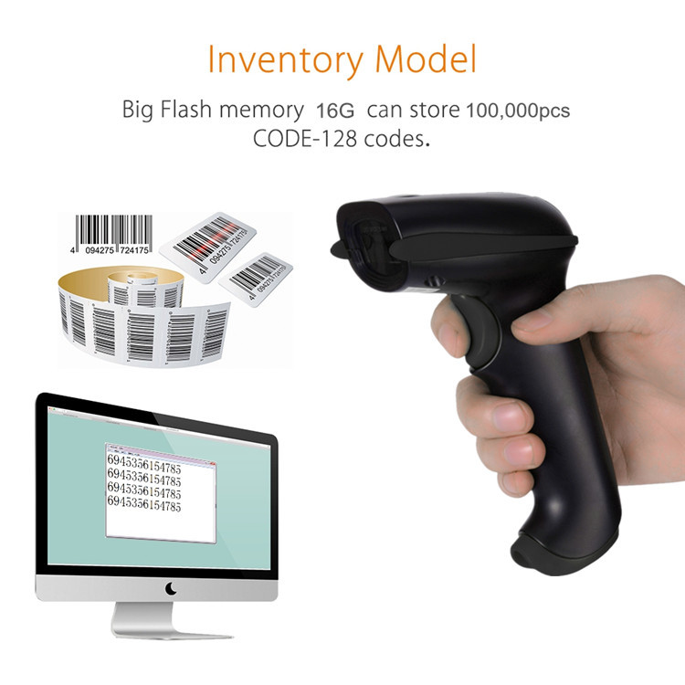 Inventory Handheld Barcode Machine Scanner 1D Bluetooth Laser Qr Code Scanner