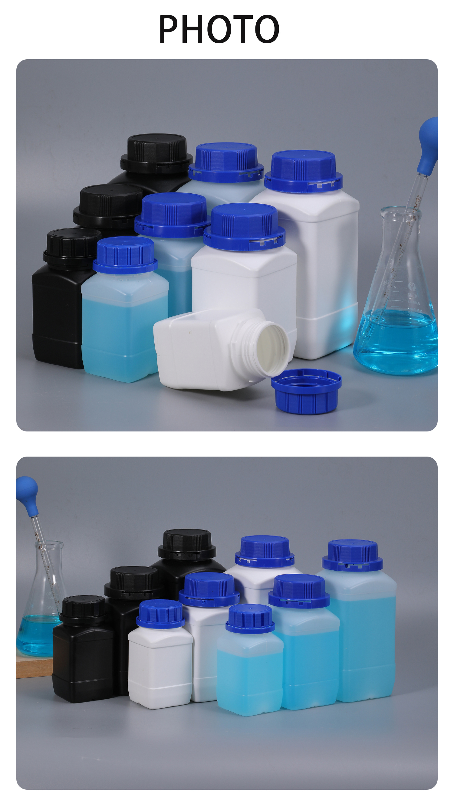 Eco Friendly HDPE Plastic Containers Bulk Bottles 250ml 500ml 1000ml