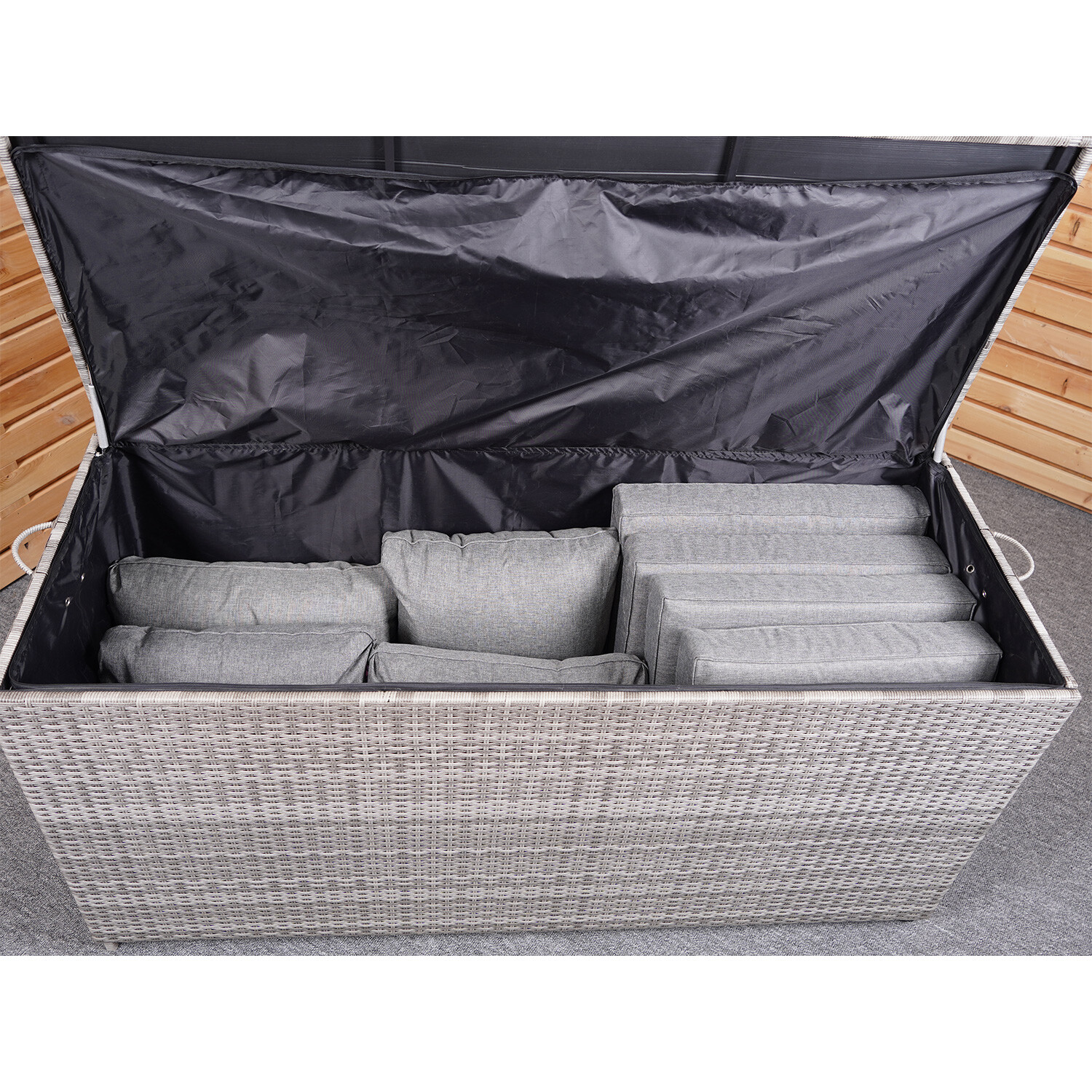 Spacious Multifunctional Wicker Rattan Garden Storage Box with Wheels by AJUNION