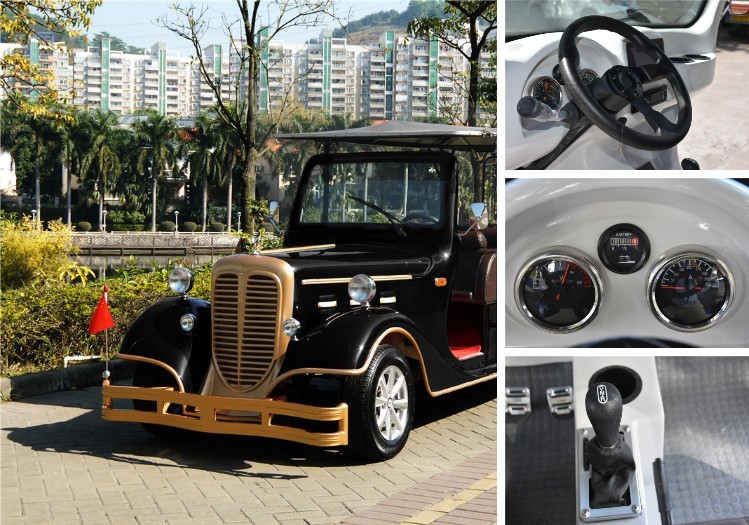 Comfortable 11 Seats Pure Electric Vintage Cars Tourist Vehicles With AC System