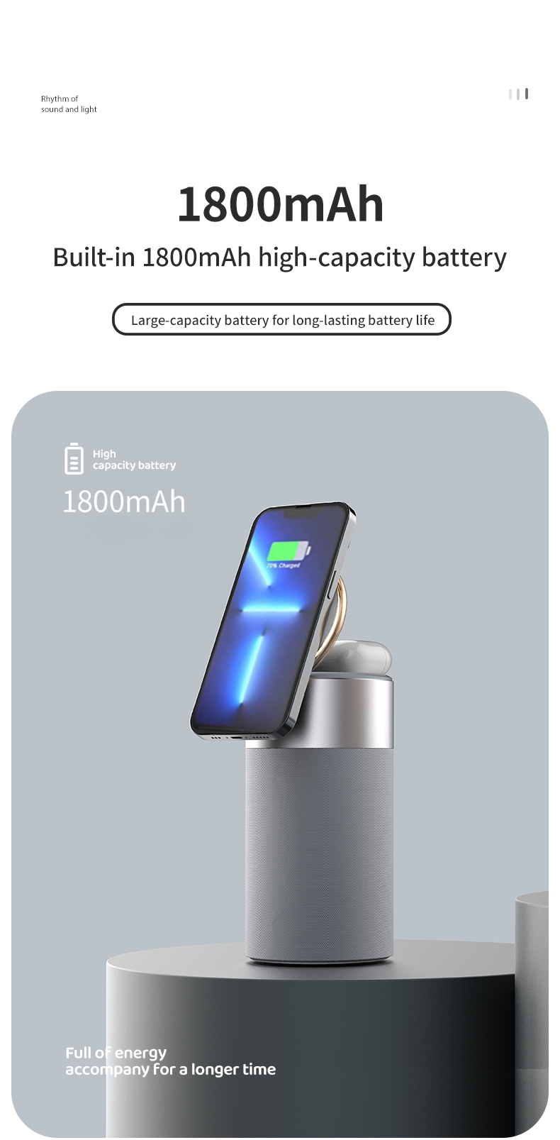 15W Maximum Output Power Grey Wireless Charger Adapter for Fast Charging Mobile Phones