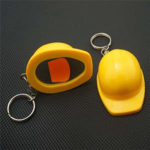 China Custom Personalize Cheap Promotion Gift Yellow Safety Helmet Plastic Keychain Beer Bottle Opener, Print Logo wholesale