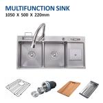 China 42' Topmount Multifunction Sink Knife Holder 16 Gauge Double Bowl 105x50 wholesale