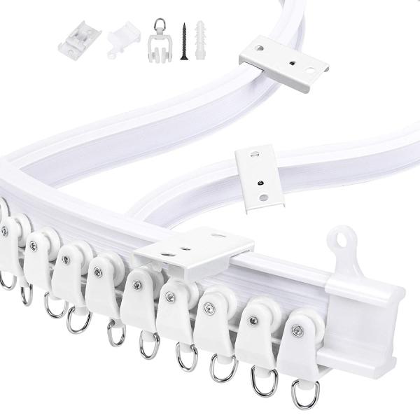 Bendable Window Curved Curtain Rod Plastic Metal Alloy Track Rail Ceiling or