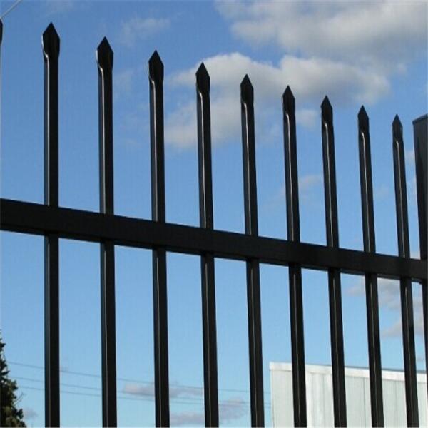 Powder Coated Steel Security Fence , Wrought Iron Spear Top Steel Palisade