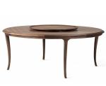 Italian Designer Luxury Walnut Solid Wooden Round Rotating Center Dining Table