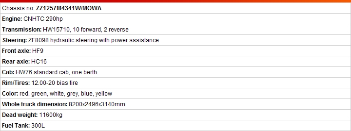high quality HOWO 6×4 ZZ1257M4341/MOWA