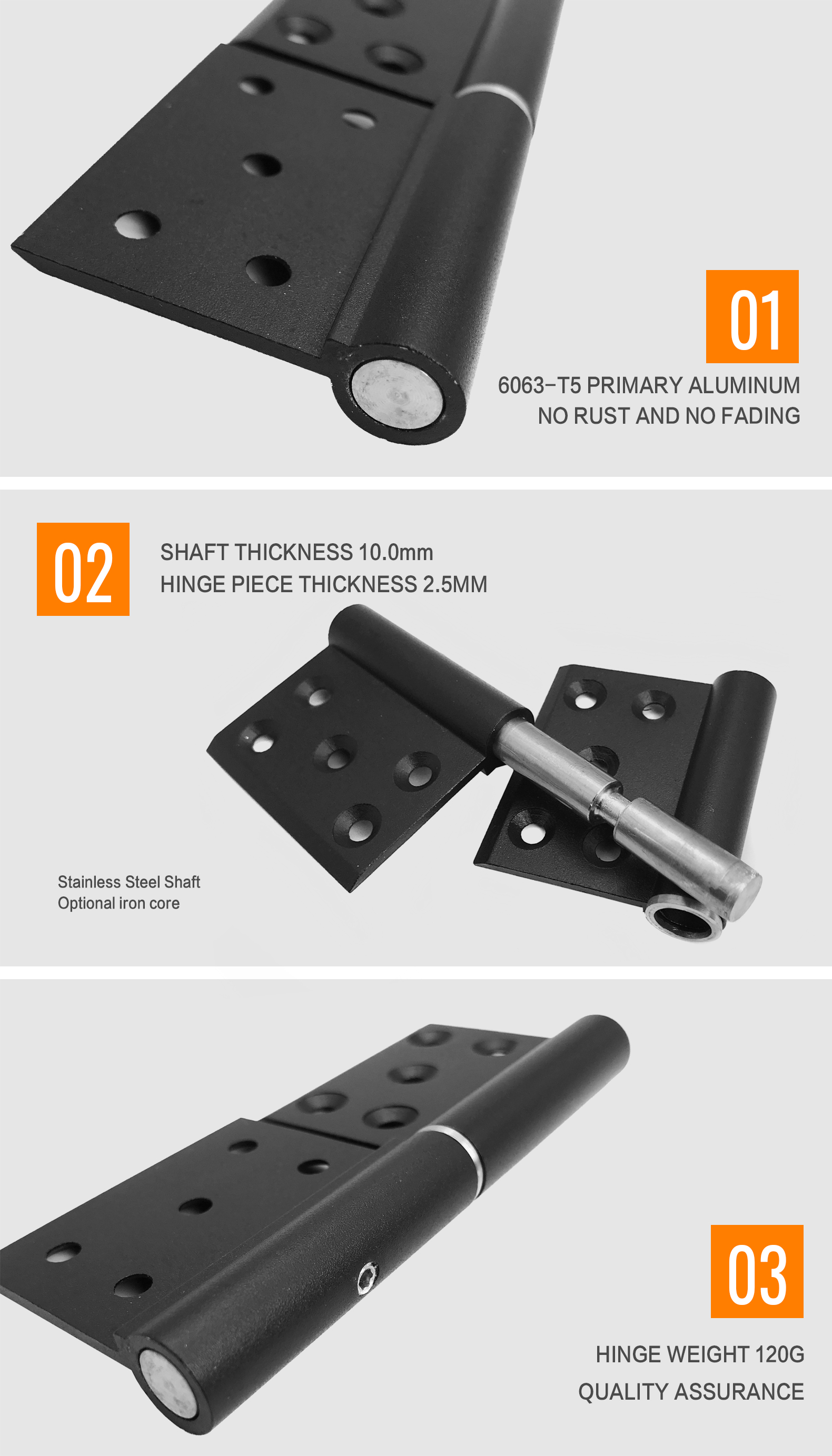 0-180 Degree Opening Aluminium Door Hinges Silver Or Customization Options