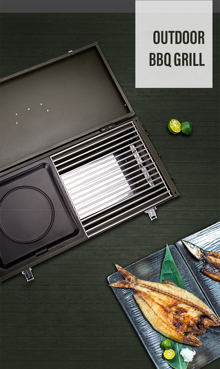 Chrome Plated Rotating Skewer Suitcase Grill Perfect for Camping and Outdoor Cooking