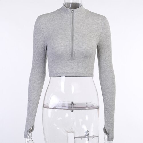 OEMmaufactory Autumn New Slim Solid Sympotic cotton v-neck Long -sleeved Top
