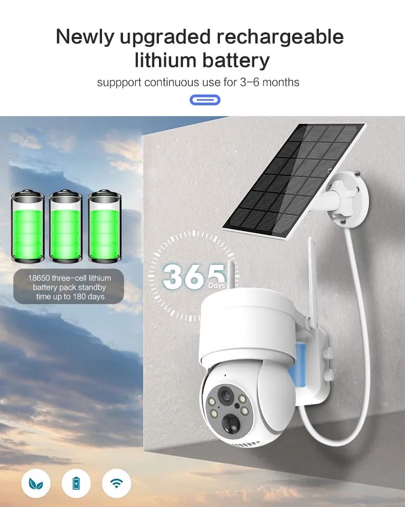 3MP CCTV Solar Security Camera 4G Video Surveillance Outdoor Waterproof IP68