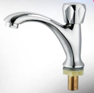 China Ergonomic Single Cold Water Basin Tap Deck Mounted In Chrome wholesale