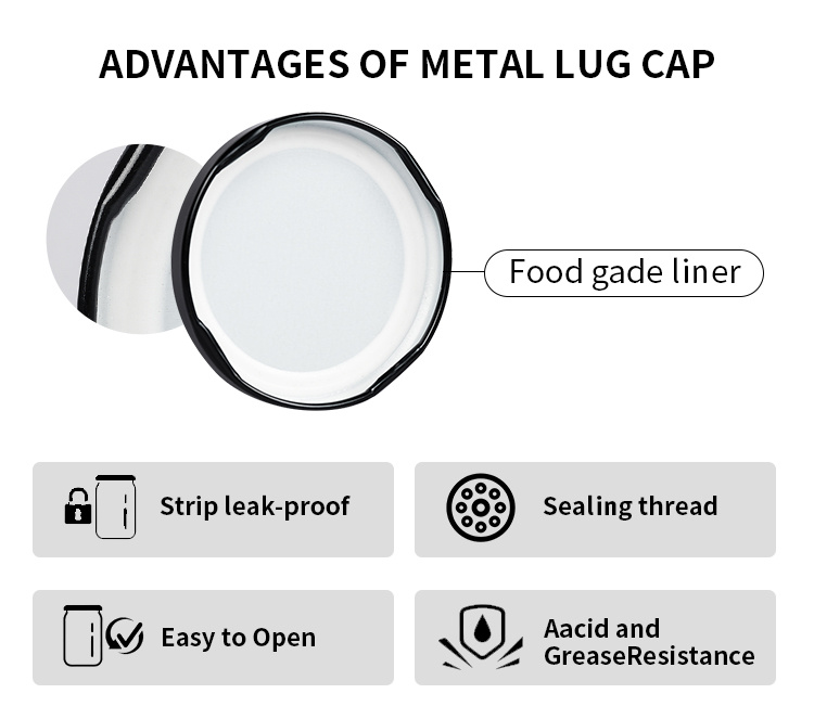 Custom Logo 38mm 43mm 48mm 53mm 58mm 63mm 70mm 82mm Golden Screw Caps Metal Lug Cap for Glass Jar