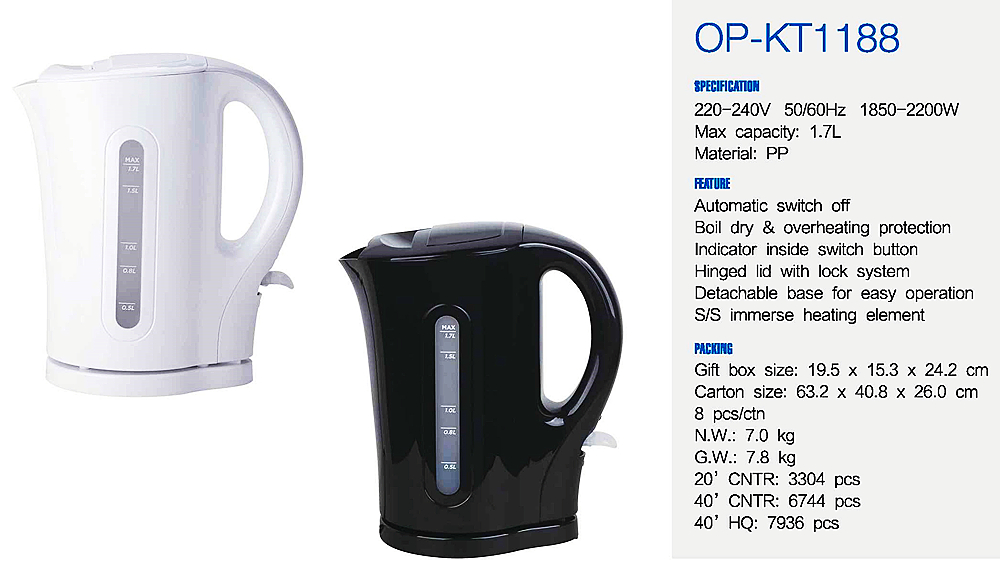Auto Shut-off Electric Water Kettle with Fast Heating Speed and Electric Power Source