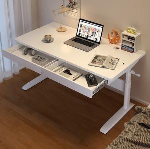 China Height Adjustable Lift Table Custom Manual White Wood Coffee Table for Smart Office on sale