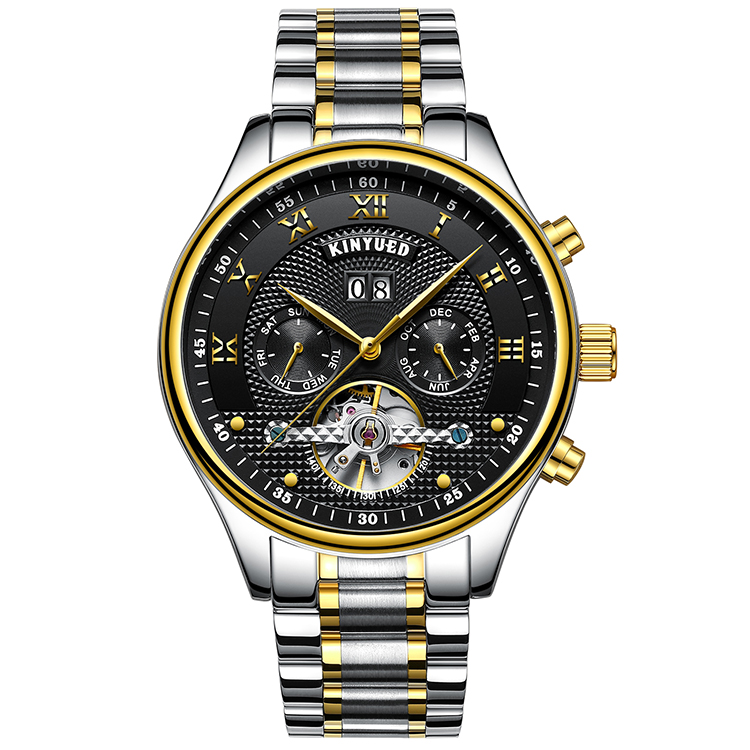 Tourbillon aumatic mechanical watch wind by hand no battery mechanical mens watch