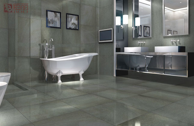 Glazed Stone Effect Porcelain Kitchen Floor Tiles Concave Convex Pattern Surface Bathroom Ceramic Tile