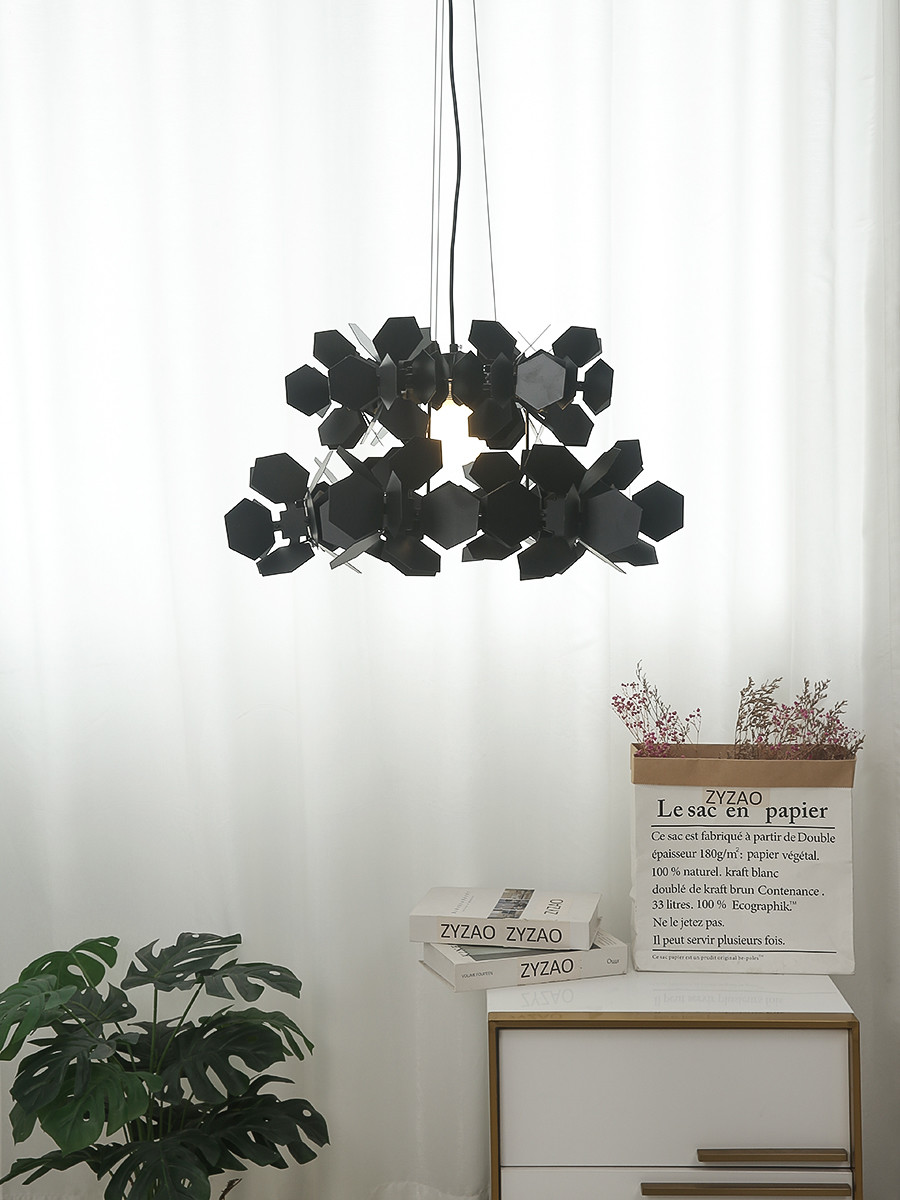 Modern White Black Simple Chandeliers Dining Room Living Room Geometric Cumulus Chandelier(WH-MI-346)