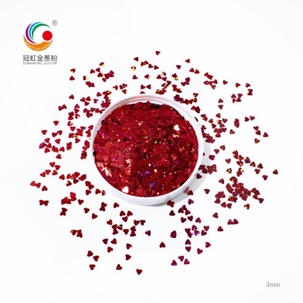 3mm Starry Heart Round Body PET Glitter Powder For Party Wedding Decoration