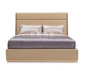 China Modern Luxury Simple Design Leather Upholstery King Size Bed wholesale