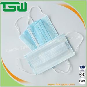 China Nonwoven 3 Ply Soft Skin Disposable PP Face Mask Blue And White wholesale