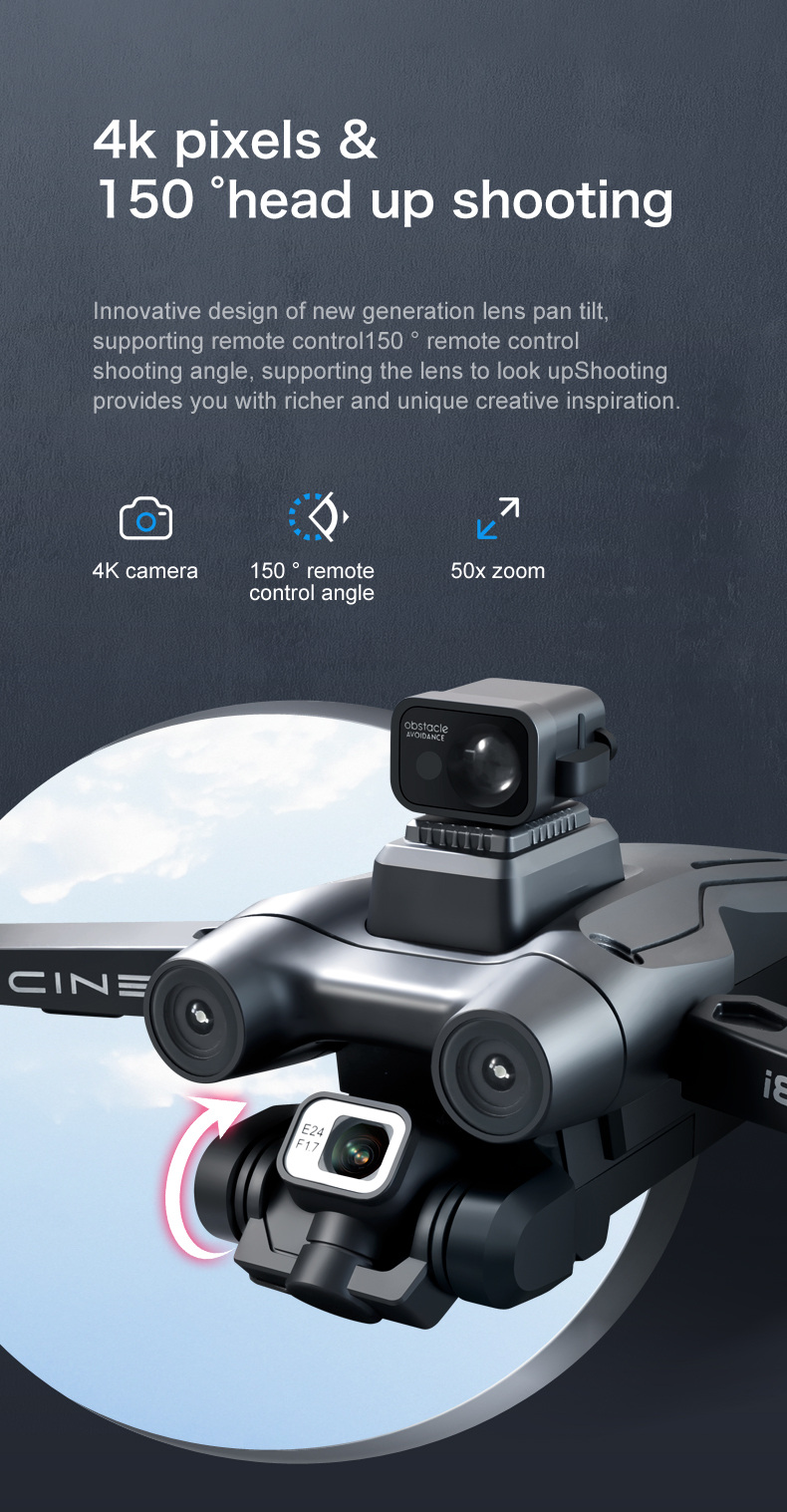 I8 Max Rc Drone 4k Hd Aerial Camera Gps Positioning Foldable Obstacle Avoidance Brushless Gimbal Optical Flow Frequency 2.4G