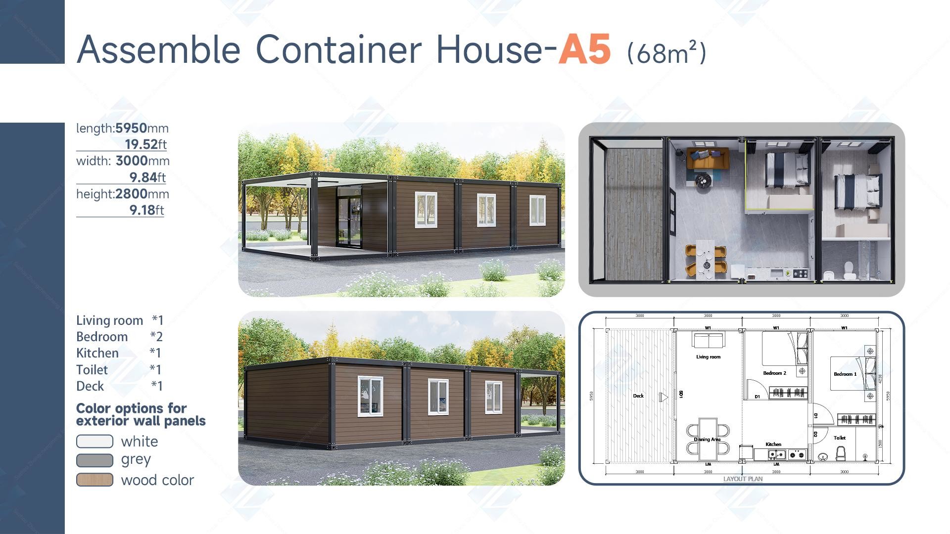 20ft Fast Assembly Container House 1 Bedroom 1 Living Room