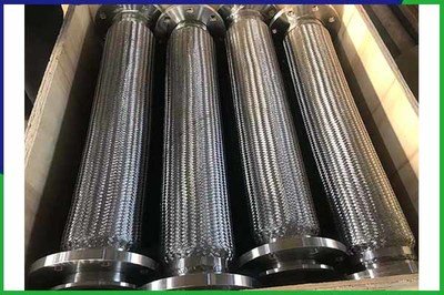 Chemical Anti-Corrosive Gas Compensator 304 SS Braided Metal Hose Flexible With PTFE Flange