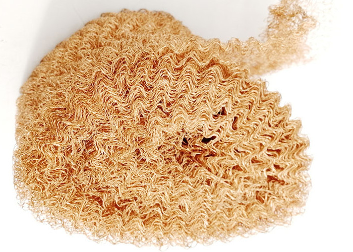 Pure Red Copper Knitted Mesh Filter Screen Customized Width 10CM 12.5CM