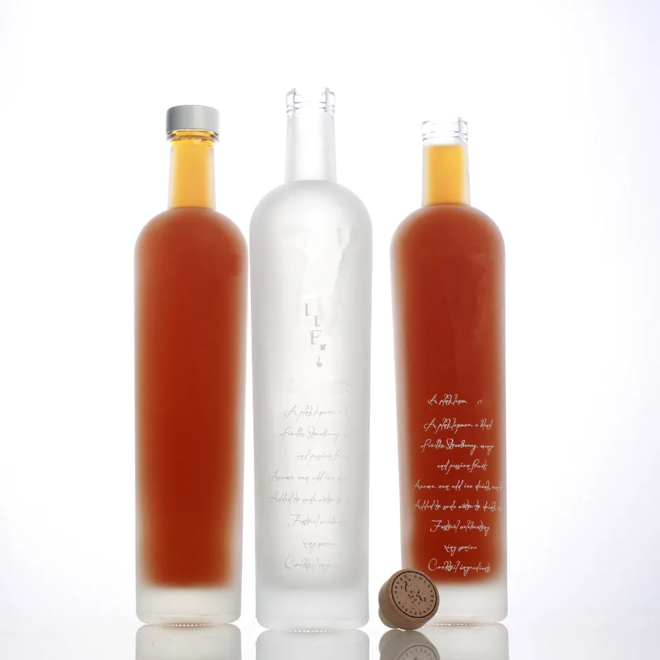 LOGO Printing Label Custom Glass Bottle for Tequila Fancy Color Blue 700ml Vodka 70cl