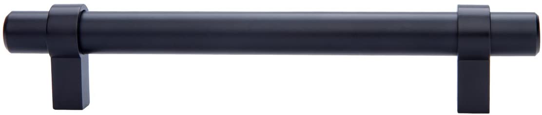 6.63-inch Stainless Steel Straight Bar Cabinet Handle 5-inch Hole Center Flat Black