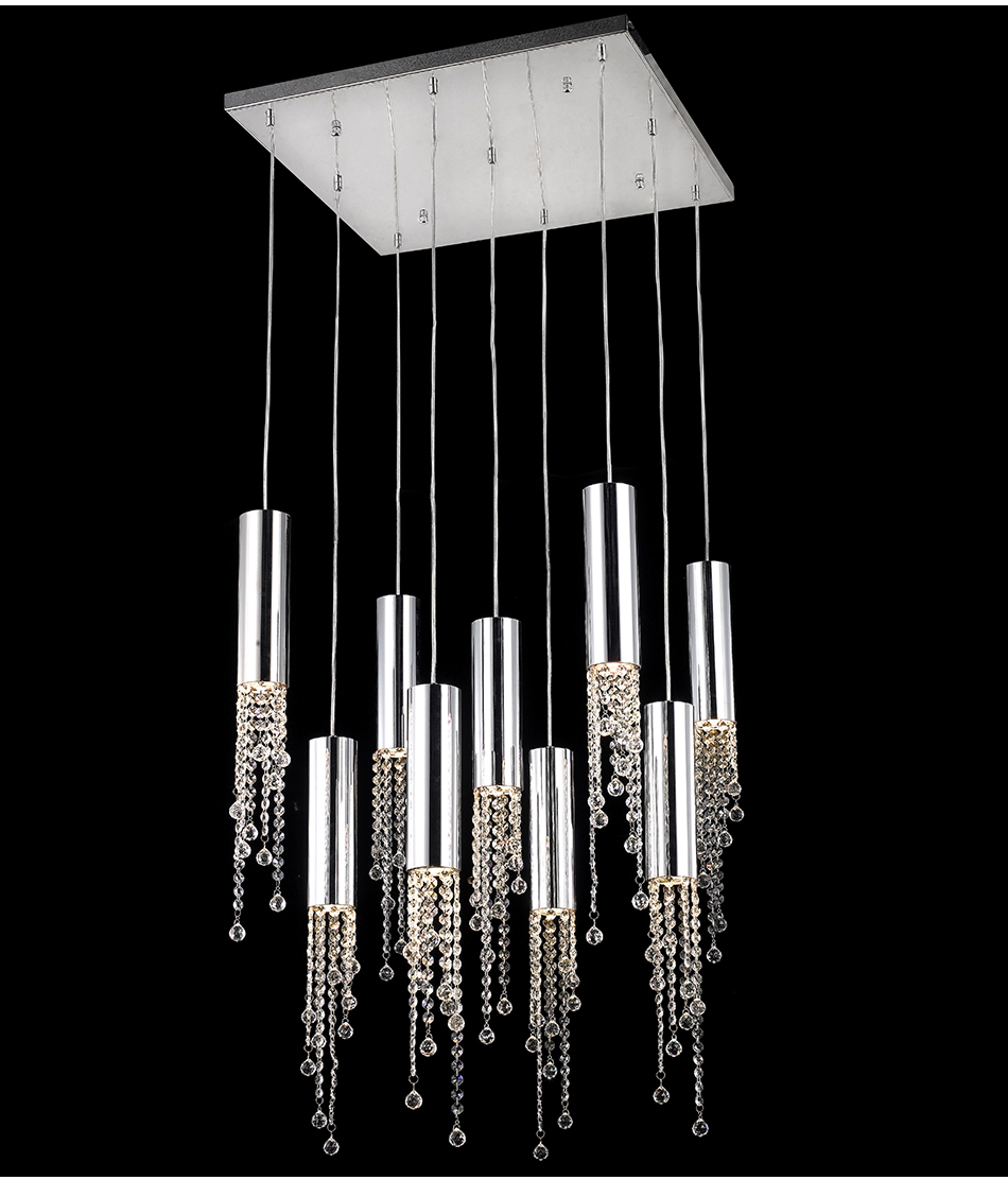 Modern chrome crystal ceiling chandelier for dining room long loft staircase large chandelier(WH-NC-46)