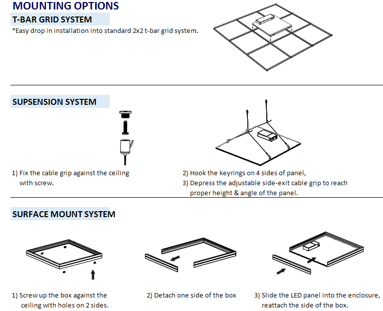 36/40/48W Square LED Light Fixture 30*30 60*60 30*120 60*120 With CE / RoHS Certification