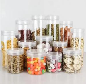 China PET Plastic Honey Food Cream Cans Jars Household Clear Candy Biscuit Food Sealed Jars For Food Packaging wholesale