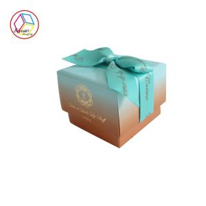 China Small Cardboard Jewelry Gift Boxes With Bowknot Gold Foil Stamping wholesale