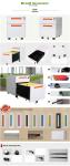 office furniture 2 drawer mobile pedestal cabinet ,H490XW380XD500mm,with cushion