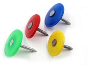 China 24.5mm Roofing Plastic Cap Nails Ring Shank Electro Galvanised wholesale