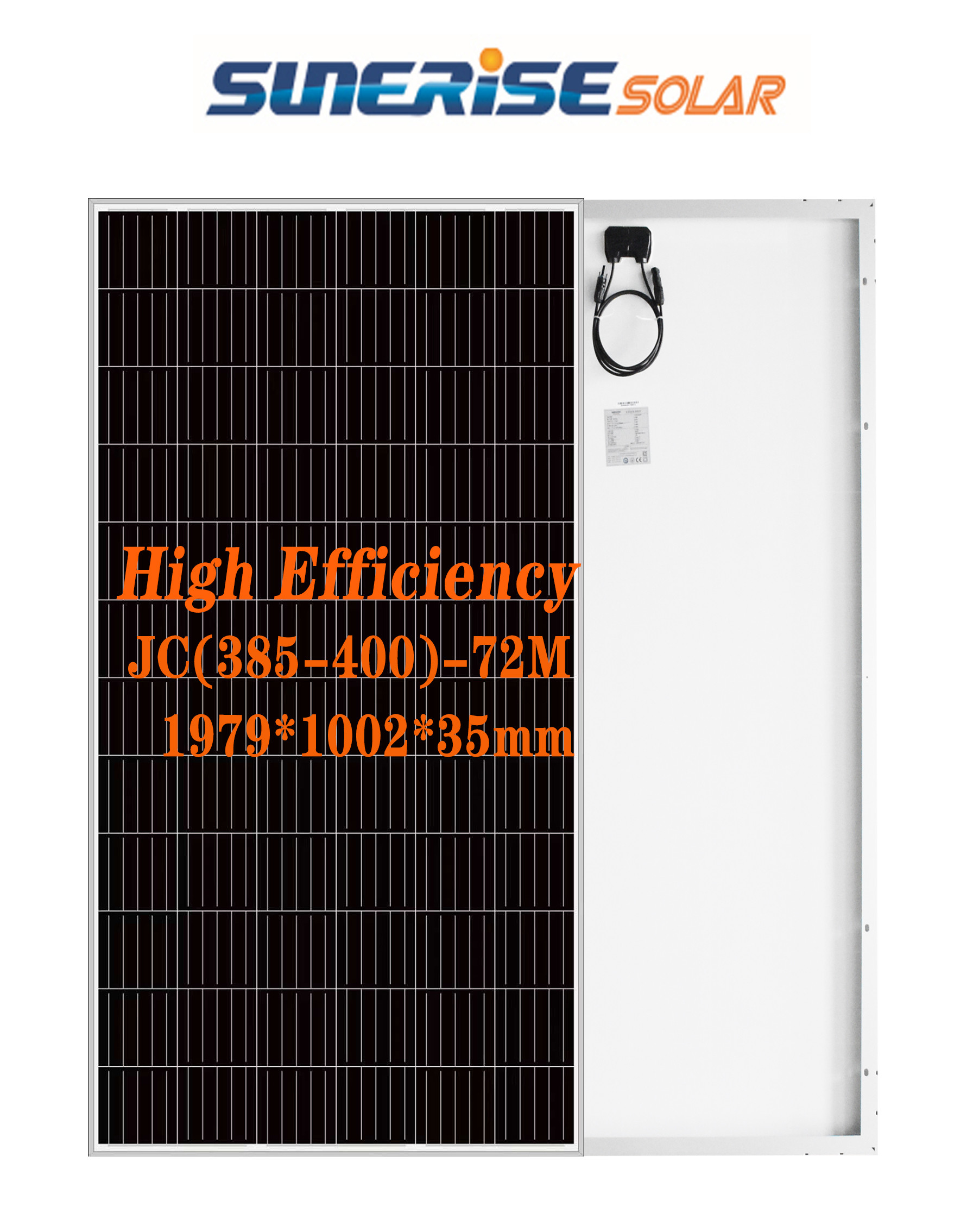 IP68 72PCS 385W 49.1V Monocrystalline Solar Panel